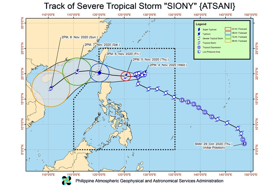 &#39;Siony&#39; intensifies into severe tropical storm, Signal No. 1 up in parts of N. Luzon 2