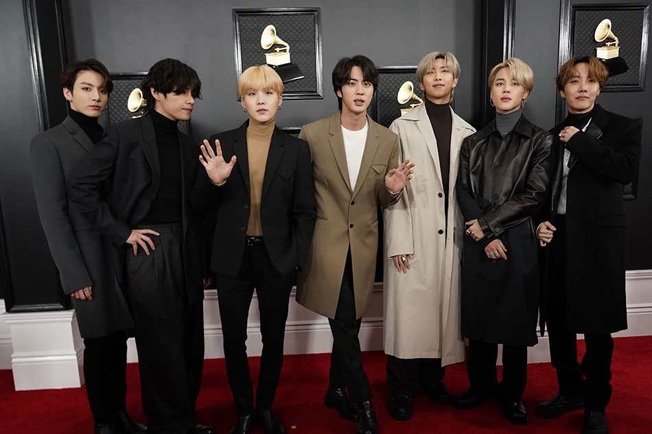 BTS arrives at the 62nd Grammy Awards in Los Angeles in this January 26, 2020 file photo. Mike Blake, Reuters/File