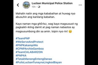 Lucban police station na binatikos dahil sa 'sexist, victim-blaming' post nag-sorry