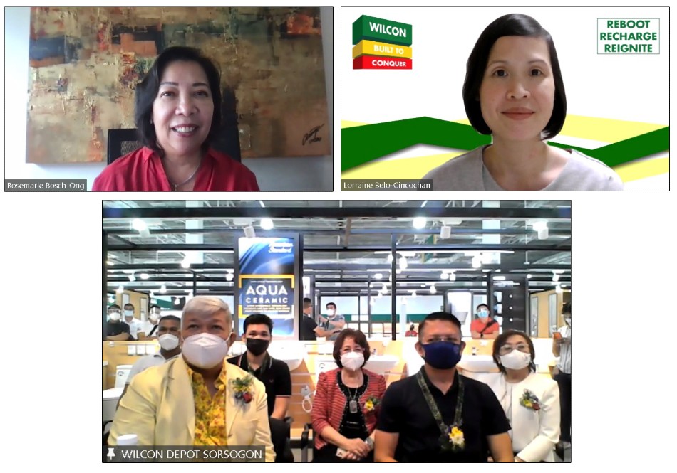Photo screenshot shows: (from top left) Wilcon Depot SEVP-COO Rosemarie Bosch-Ong, President and CEO Lorraine Belo-Cincochan, Eco Architect and Interior Designer James Jao, Sorsogon City Vice Mayor Mark Eric Dioneda, Sorsogon City Mayor Ester Hamor, Sorsogon Provincial Governor Francis Joseph 