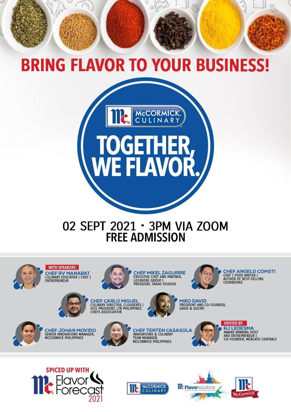 McCormick's Together, We Flavor webinar is helping entrepreneurs create sales-driving dishes and signature meals for their food businesses. Photo source: McCormick Facebook Page [LINK OUT: https://web.facebook.com/mccormickfriendsandflavor