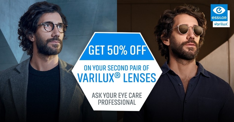 Need new glasses to help you see better and live out the different facets of life? Buy one pair of Varilux lenses with Crizal and get your second pair 50% off. Photo source: Essilor Philippines website