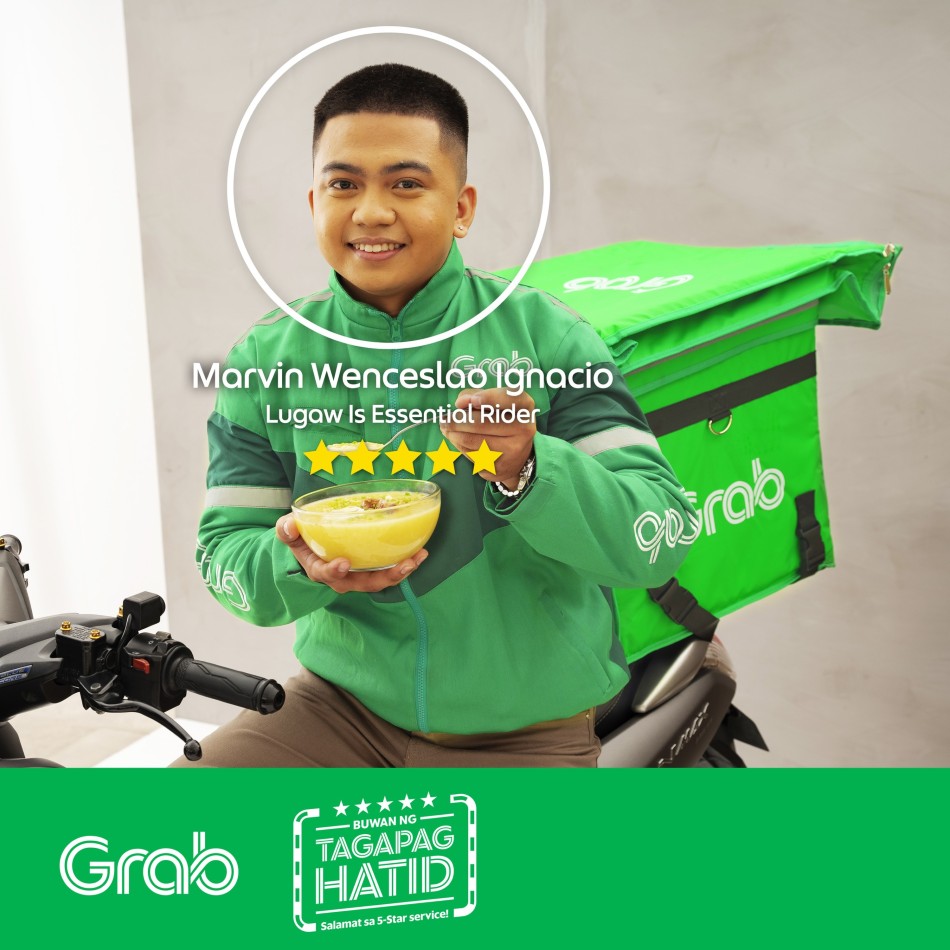 The man behind the viral #LugawIsEssential video, Marvin Wenceslao Ignacio is thankful for the support he received for his dedication in delivering essentials to customers. Photo source: Grab Facebook page [LINK OUT 