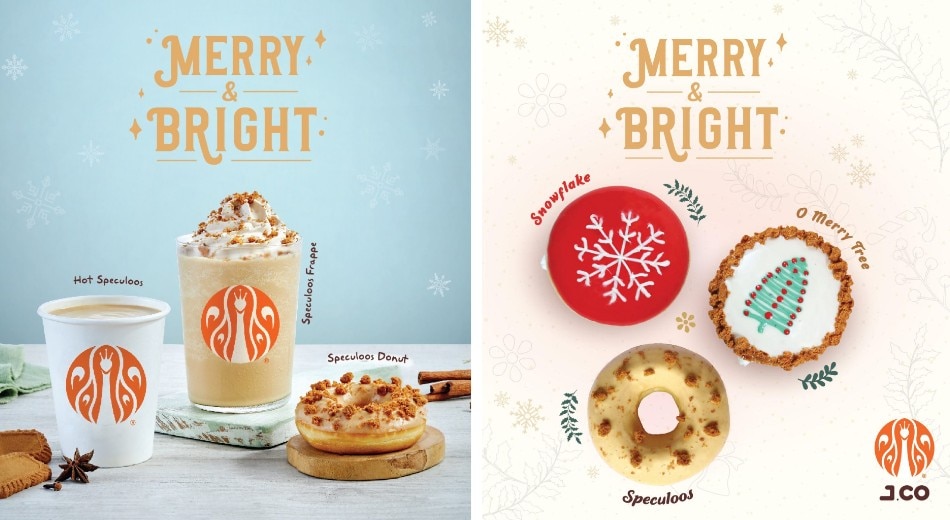 Experience a merry and bright celebration with these holiday drinks and donuts. Photo source: J.CO