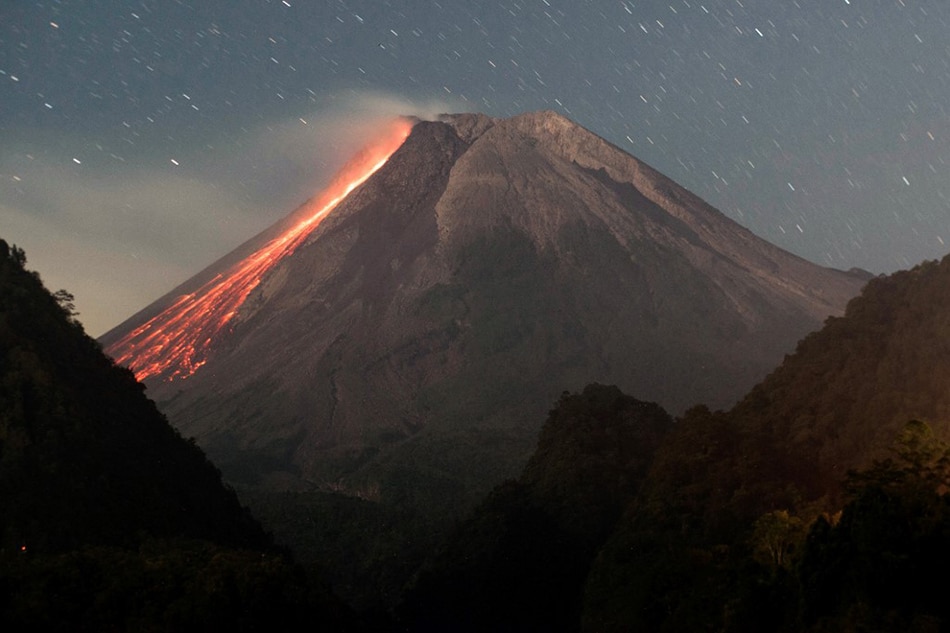 Lava flows down Mount Merapi