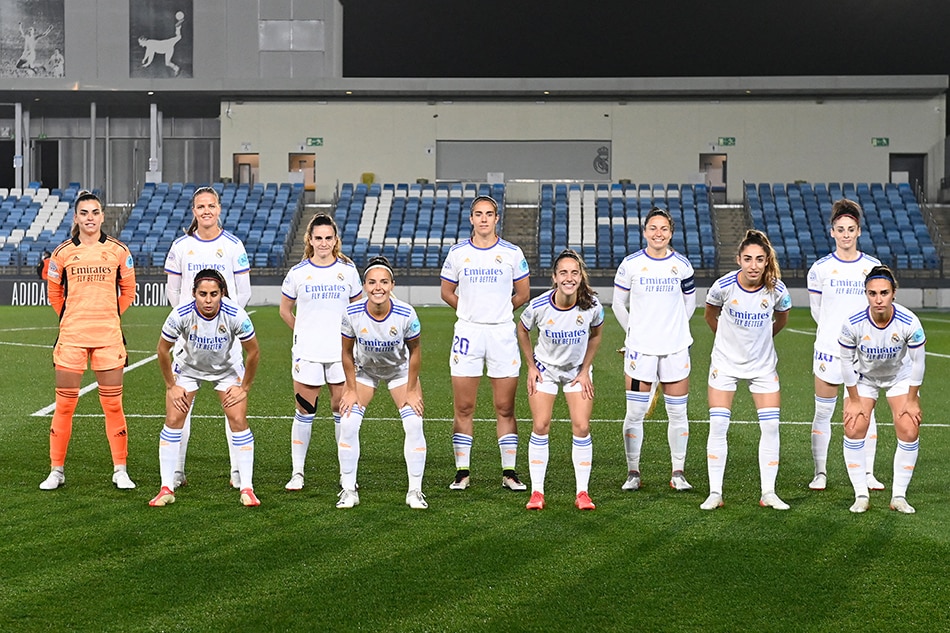 Real Madrid's players pose prior to the UEFA Women's Champions League Group B football match between Real Madrid and Paris Saint-Germain (PSG) at the Alfredo di Stefano stadium in Valdebebas, on the outskirts of Madrid on November 18, 2021. File photo. Pierre-Philippe Marcou, AFP