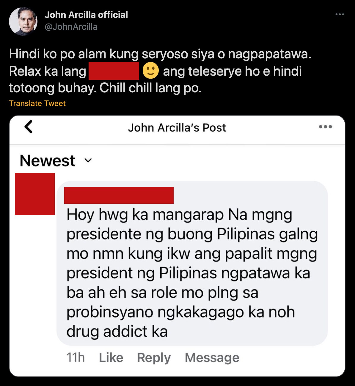 ‘Nakakag**o’? John Arcilla gets fuming message from ‘Probinsyano’ viewer, tells them to ‘chill’ 2