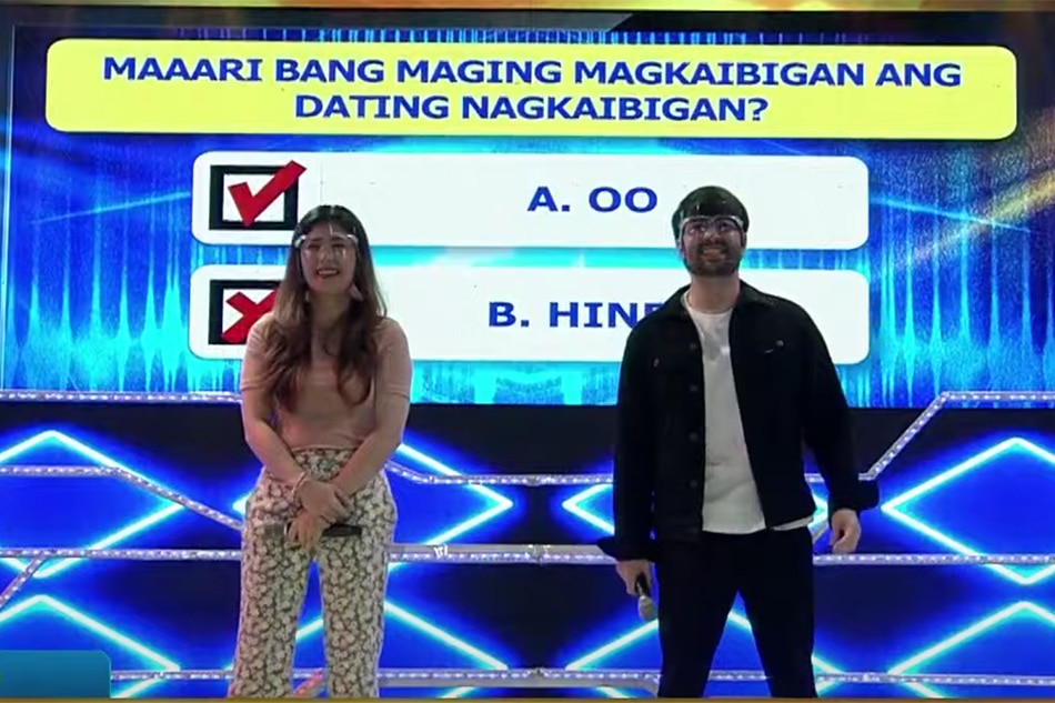Ex-couple Roxanne Guinoo and Joross Gamboa join ‘It’s Showtime’ as the celebrity studio players of ‘Madlang Pi-Poll’ on Tuesday.
