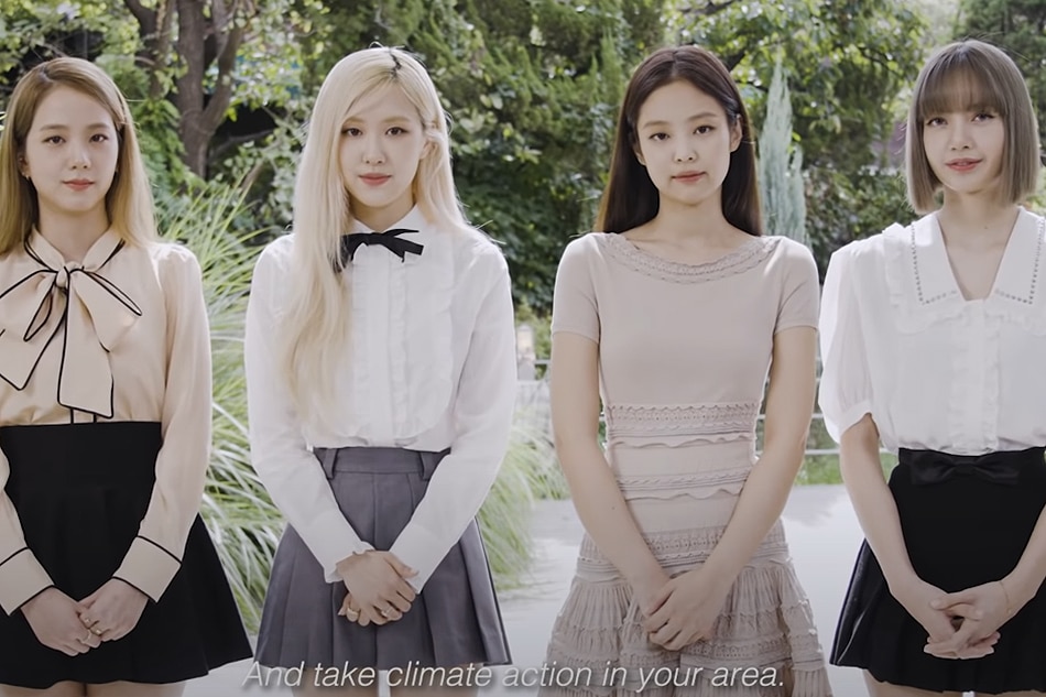 In a recorded message, the members of K-pop girl group Blackpink speak to world leaders at the high-level United Nations climate conference in Glasgow, Scotland. Screengrab from YouTube video