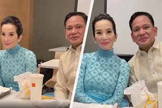 Kris Aquino, in a gown, goes on a fast food date with fiance