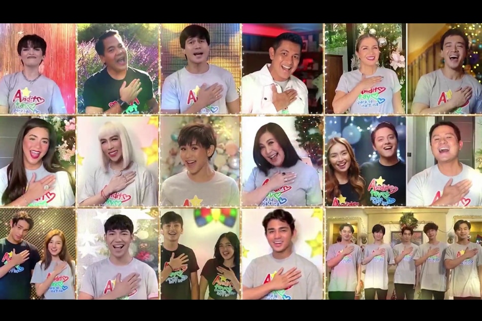 Kapamilya superstars and artists sing the 2021 Christmas theme song of ABS-CBN, ‘Andito Tayo Para Sa Isa’t Isa.’ Photo by ABS-CBN