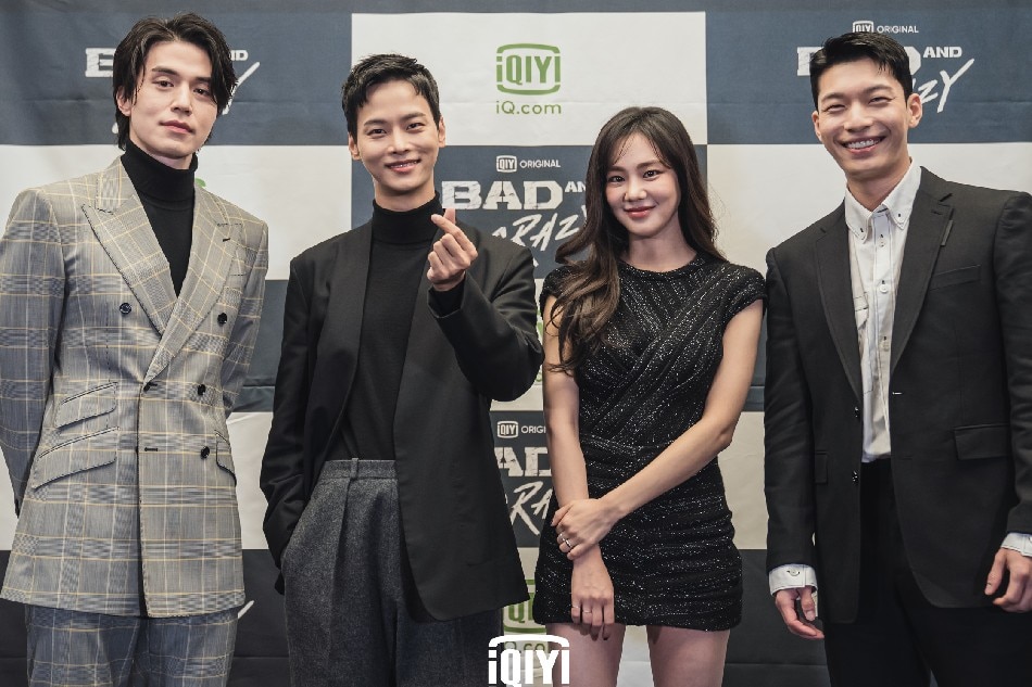 From left to right: Lee Dong-wook, Cha Hak-yeon (N), Han Ji-eun and Wi Ha-joon at the press conference for their upcoming series ‘Bad and Crazy.’ Photo courtesy of iQiyi