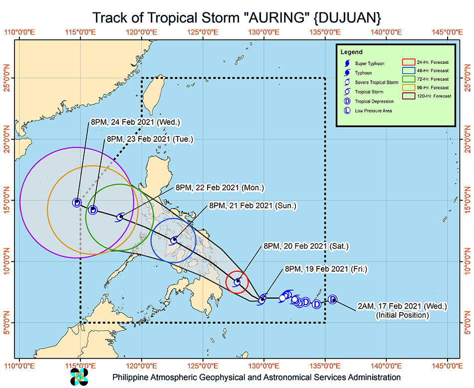 &#39;Auring&#39; maintains strength, to bring more rains over Visayas, Mindanao 2