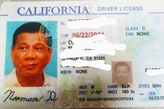 Fake driver's license with Duterte photo confiscated in California: police