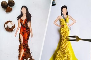 Gowns ng Pinay beauty queens ginawan ng food art