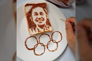TINGNAN: Pagpugay kay Hidilyn Diaz ng isang artist, idinaan sa bread art