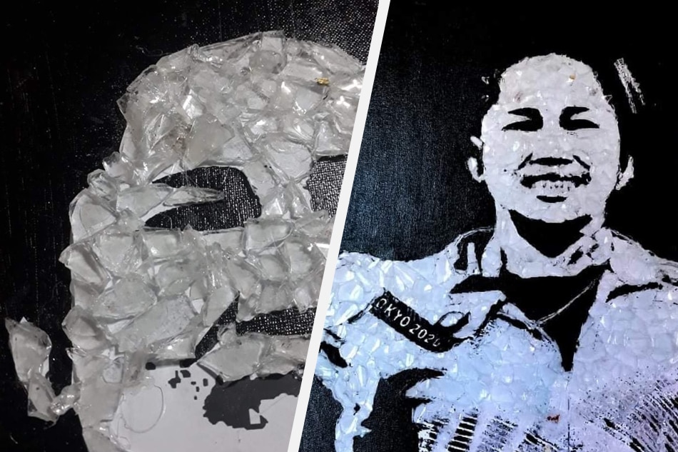 TINGNAN: Broken-glass mosaic art para kay Olympic champ Hidilyn 1