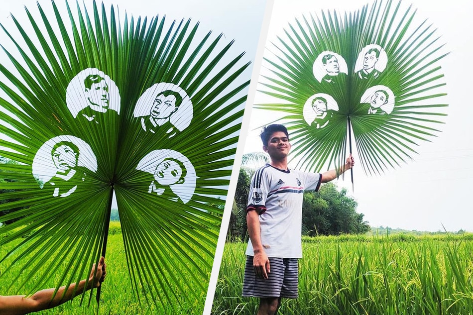 Isang anahaw leaf art na nagbibigay pugay sa mga bayaning Filipino ang ginawa ng isang residente ng Cuartero, Capiz. Retrato mula kay Aldrin Jay Celiz