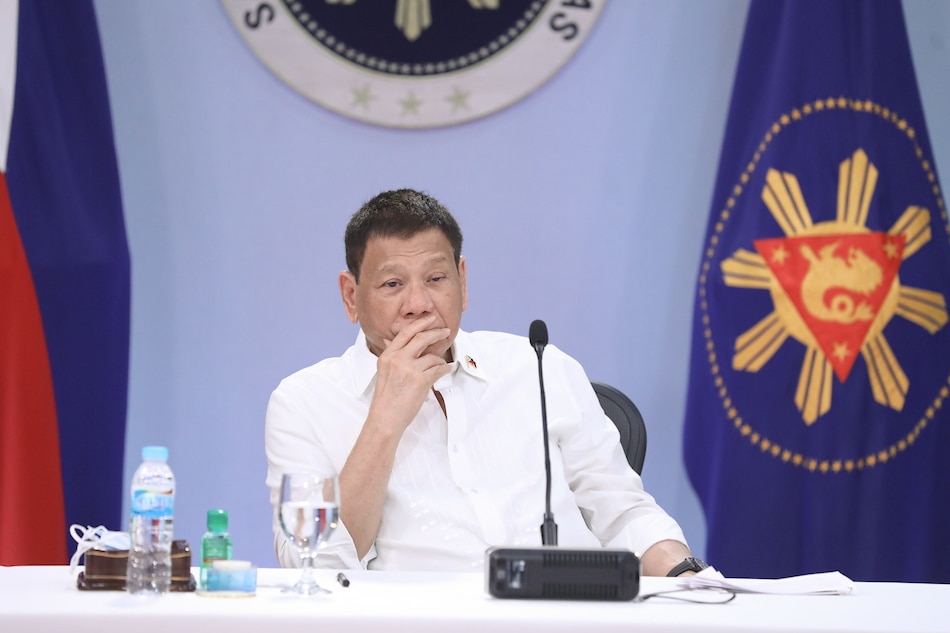 President Rodrigo Roa Duterte during a phone call at the Malacañang Golf (Malago) Clubhouse in Malacañang Park, Manila on August 27, 2021. Toto Lozano, Presidential Photo/File