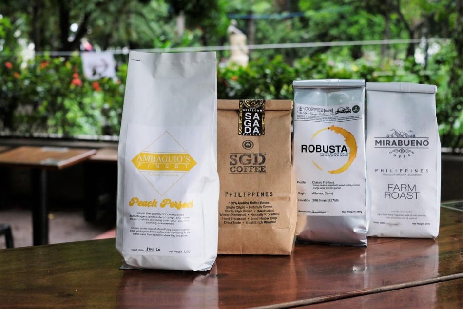 Select bags of local coffee available at Kapetolyo. Jeeves de Veyra