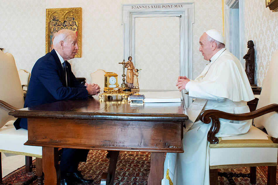Pope Francis meets US President Joe Biden via Reuters