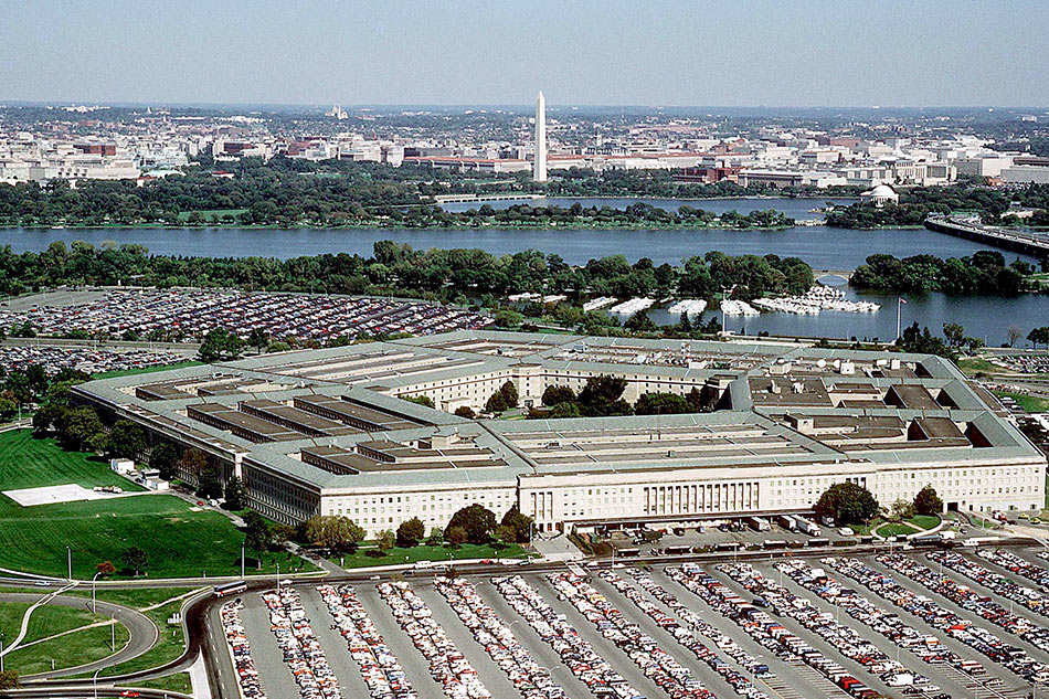 This undated file photo released by the US Department of Defense shows an aerial view of The Pentagon in Washington, DC. Department of Defense, AFP/File
