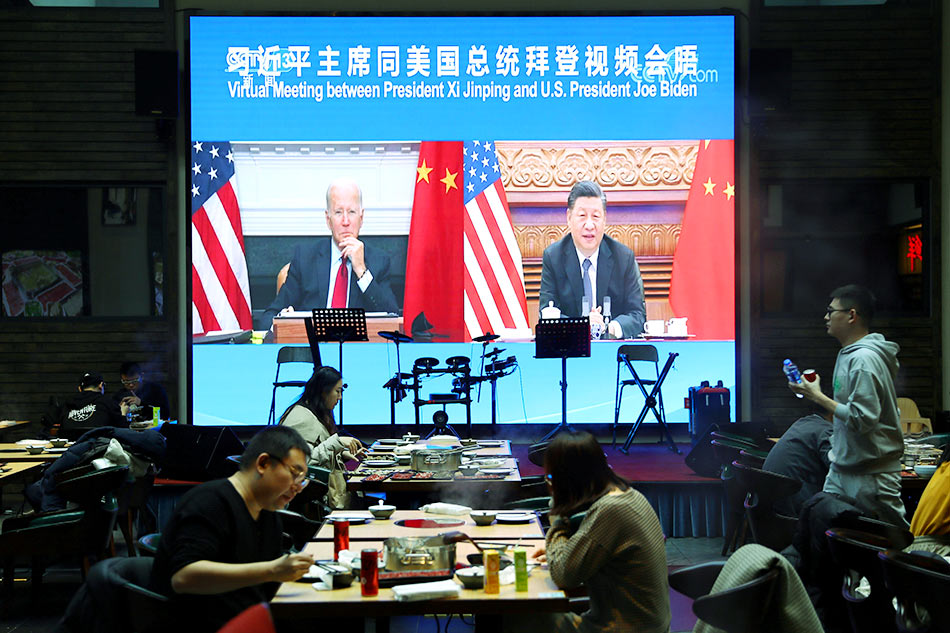 A screen shows Chinese President Xi Jinping via Reuters/File