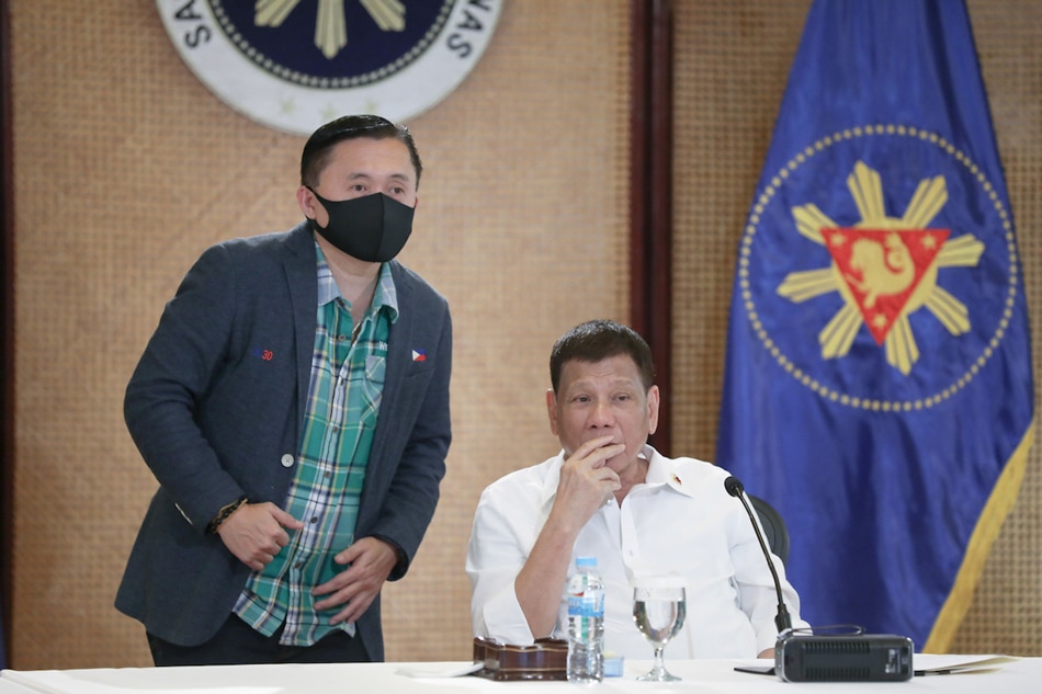 President Rodrigo Duterte interacts with Sen. Christopher Lawrence 