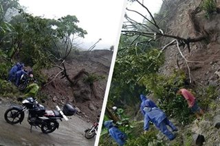 TINGNAN: Bahagi ng kalsada sa Nagtipunan, Quirino 'di madaanan dahil sa landslide