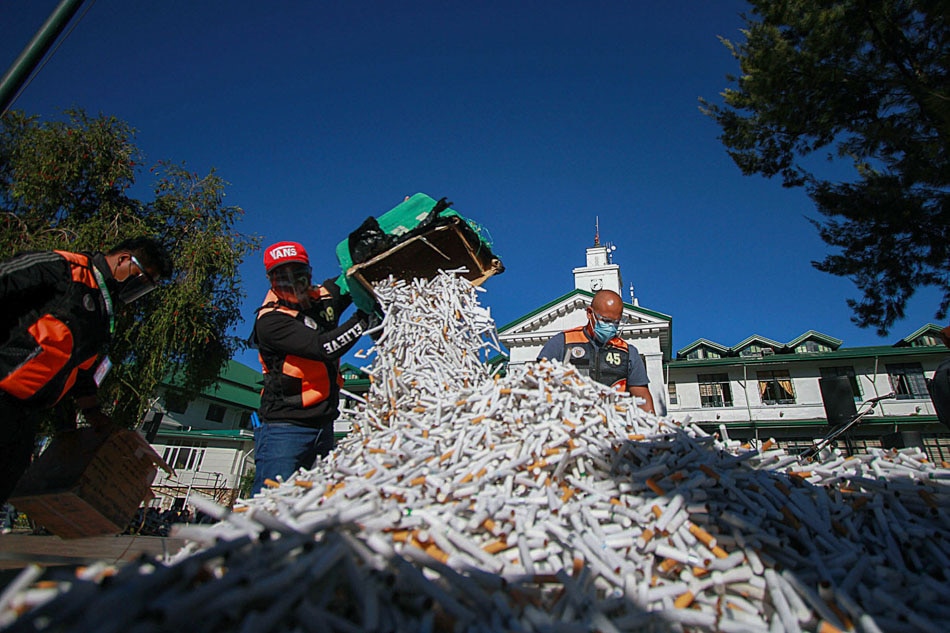 Baguio destroys 200 kilos of confiscated cigarettes