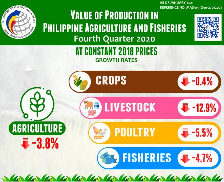 PH agricultural output down 3.8 pct in Q4, down 1.2 pct in 2020 2