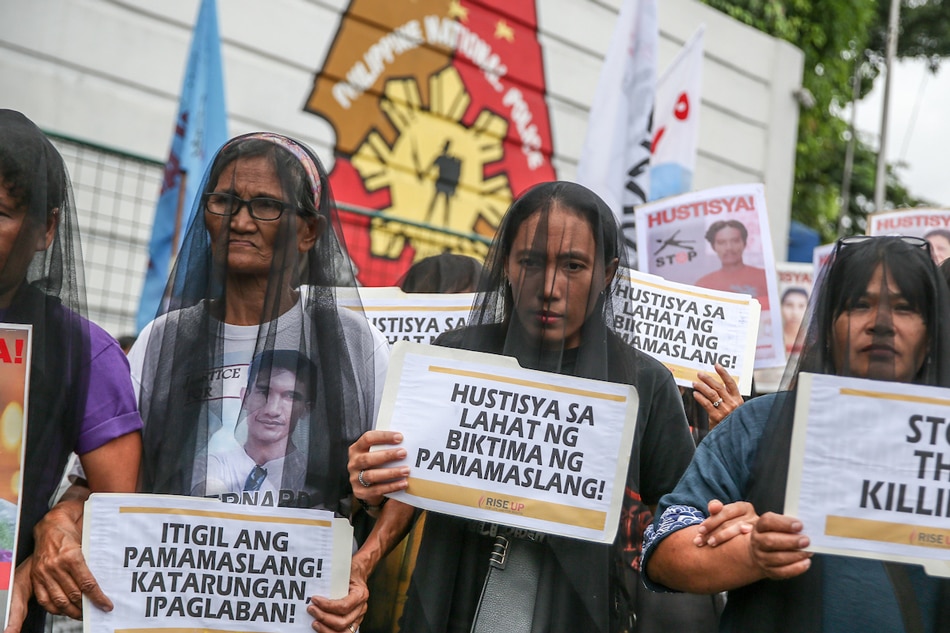  Relatives of victims of the war on drugs hold a protest in front of the Philippine National Police in Quezon City on July 17, 2019. Jonathan Cellona, ABS-CBN News/File