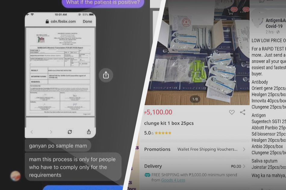 Di awtorisadong pag-alok ng RT-PCR tests, testing kits ikinabahala 1
