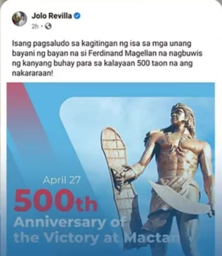 &#39;Intern&#39;s fault&#39;: Jolo Revilla apologizes for honoring Magellan as &#39;Filipino hero&#39; 3