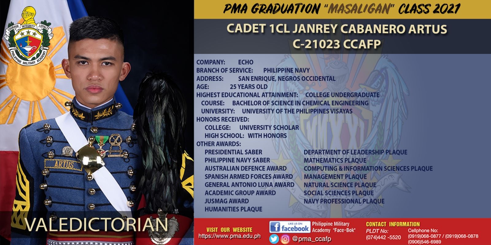 UP Visayas grad tops Philippine Military Academy Masaligan Class 2021 1
