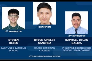 Grade 12 student clinches 3-peat win at PH math olympiad