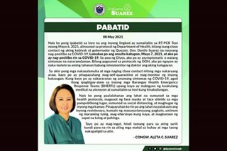 Quezon Rep. Suarez also tests positive for COVID-19 after gov husband acquires virus