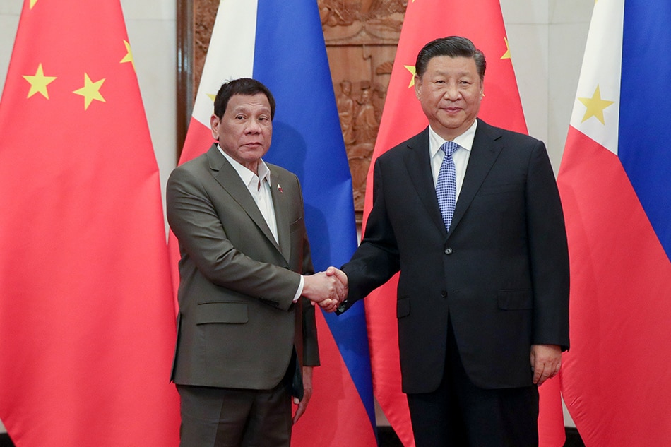 President Rodrigo Duterte and People's Republic of China President Xi Jinping pose for a photo prior to the start of the bilateral meeting at the Diaoyutai State Guesthouse in Beijing on Aug. 29, 2019. Robinson Ninal, Presidential Photo/File