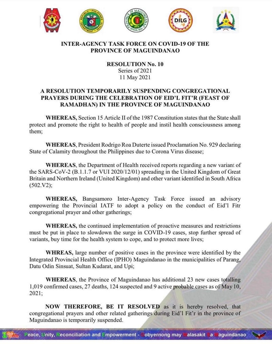 Eid&#39;l Fitr gatherings suspended in Maguindanao, Lanao del Sur due to COVID-19 restrictions 1