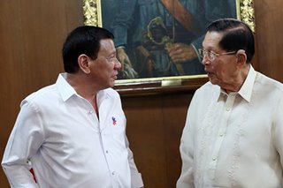 Ex-senator Enrile backs Duterte's handling of maritime row vs China