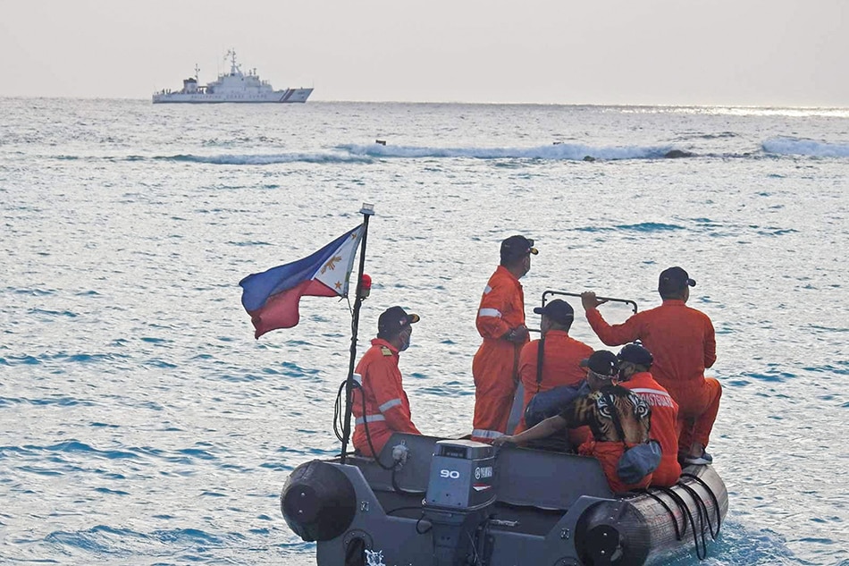 Members of the Philippine Coast Guard participate during a training on navigation, small boat operations, maintenance and logistical operations in the West Philippine Sea in Palawan on April 24, 2021. Philippine Coast Guard, Handout/File