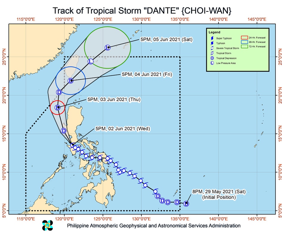 PAGASA says &#39;Dante&#39; moves towards Batangas, no longer mentions possible Bataan landfall 2