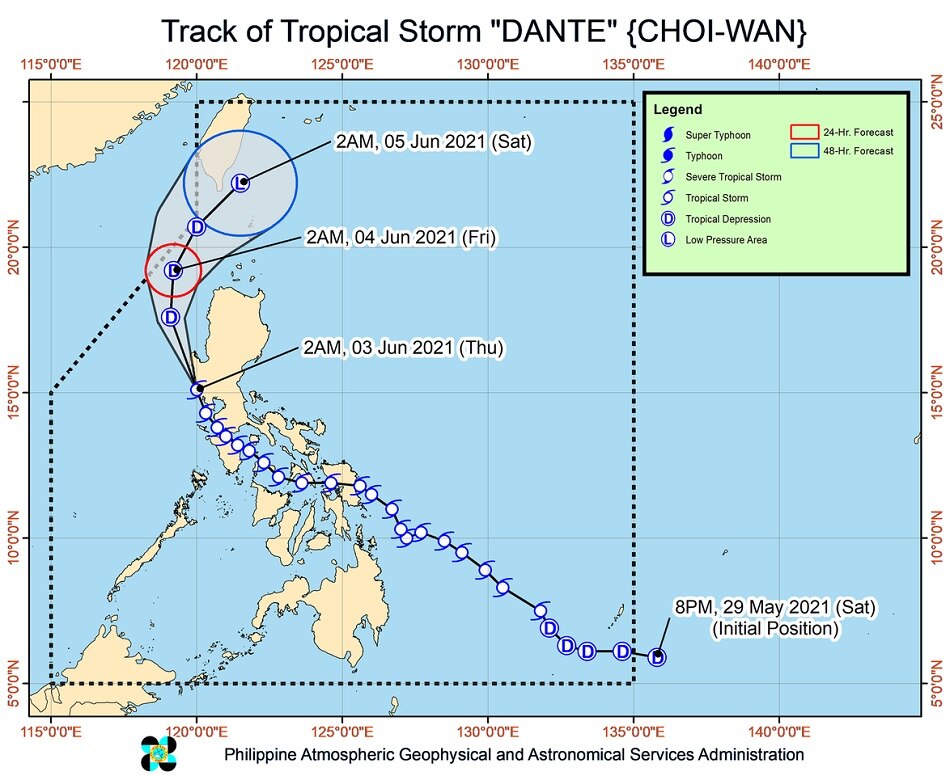 Dante slightly accelerates, as it moves over Zambales coast 2