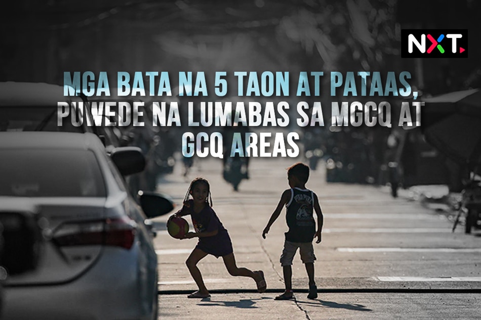 Mga bata na 5 taon at pataas, puwede na lumabas sa MGCQ at GCQ areas