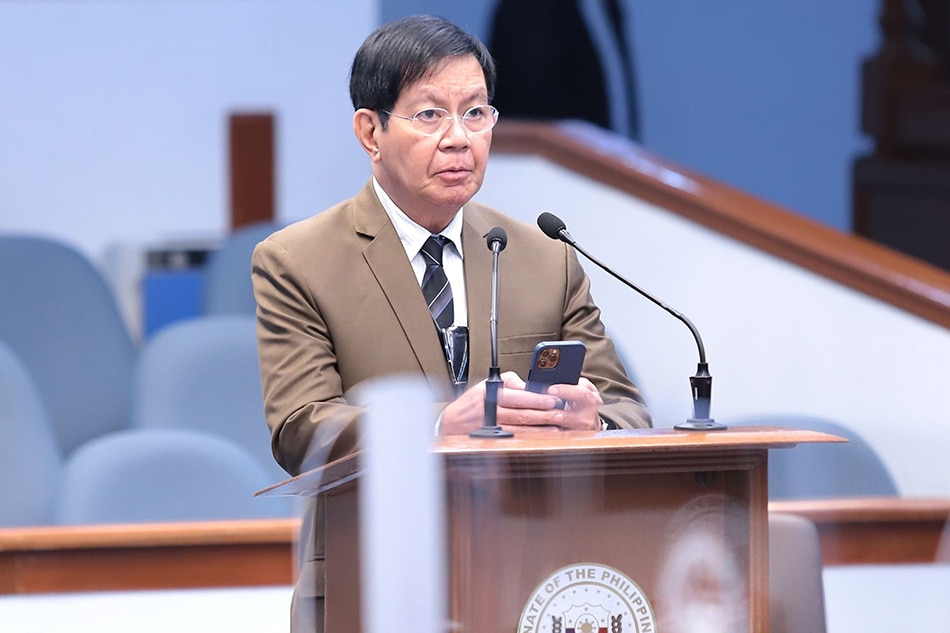 Sen. Panfilo Lacson leads the prayer for women and the roles they play for humanity in observance of International Women’s Day during a hybrid plenary session at the Philippine Senate on Monday, March 8, 2021.