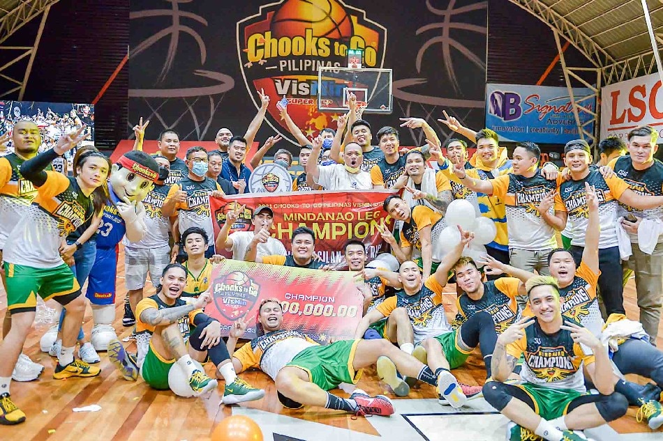 Jumbo Plastic-Basilan celebrates after ruling the Mindanao leg of the VisMin Super Cup. Photo courtesy of Chooks-to-Go Pilipinas.