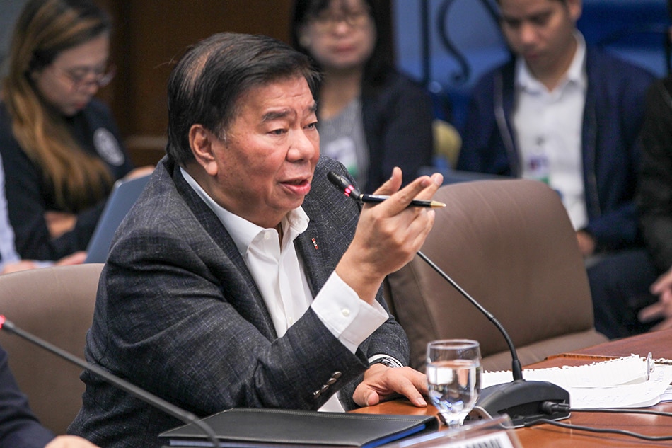 Senate Minority Leader Franklin Drilon speaks during a senate inquiry on money laundering and other crimes allegedly linked to the operation of Philippine Offshore Gaming Operators (POGO) at the senate building in Pasay City on March 4, 2020. Jonathan Cellona, ABS-CBN News/File