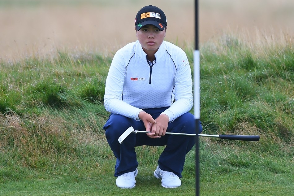 Yuka Saso waits to putt on the 4th green in Round 3 of the 45th AIG Women's Open at Carnoustie, Scotland on August 21, 2021. Andy Buchanan, AFP