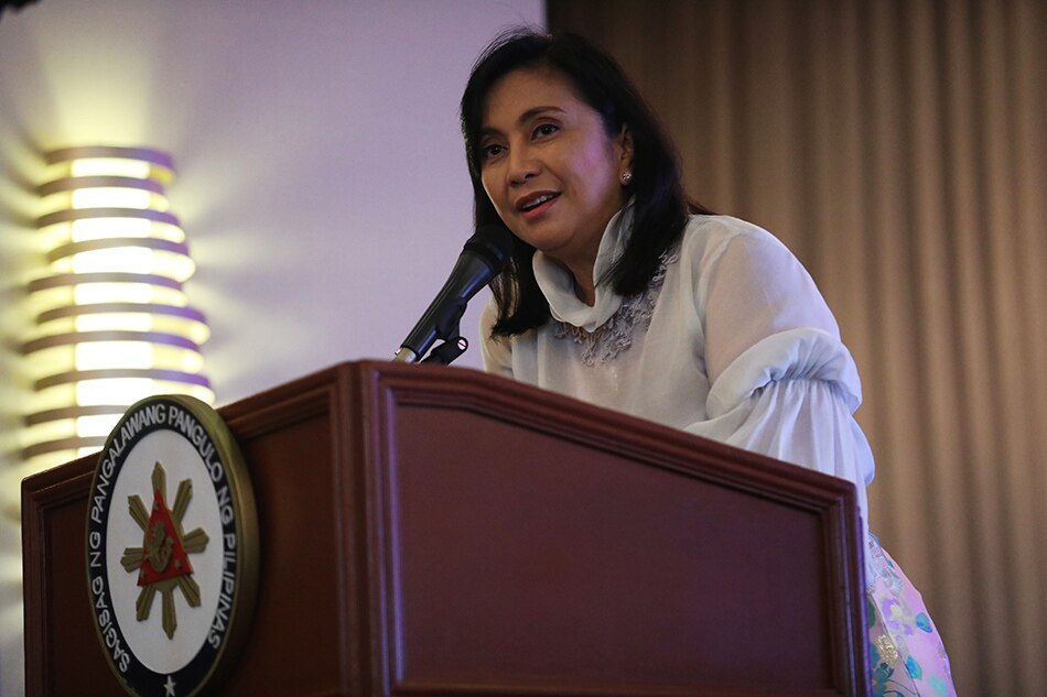 Vice President Leni Robredo speaks before the delegates at the 28th Canon Law Society of the Philippines (CLSP) National Convention, held at F1 Hotel in Bonifacio Global City, Taguig on Wednesday, February 19, 2020. Jay Ganzon, OVP Handout/file