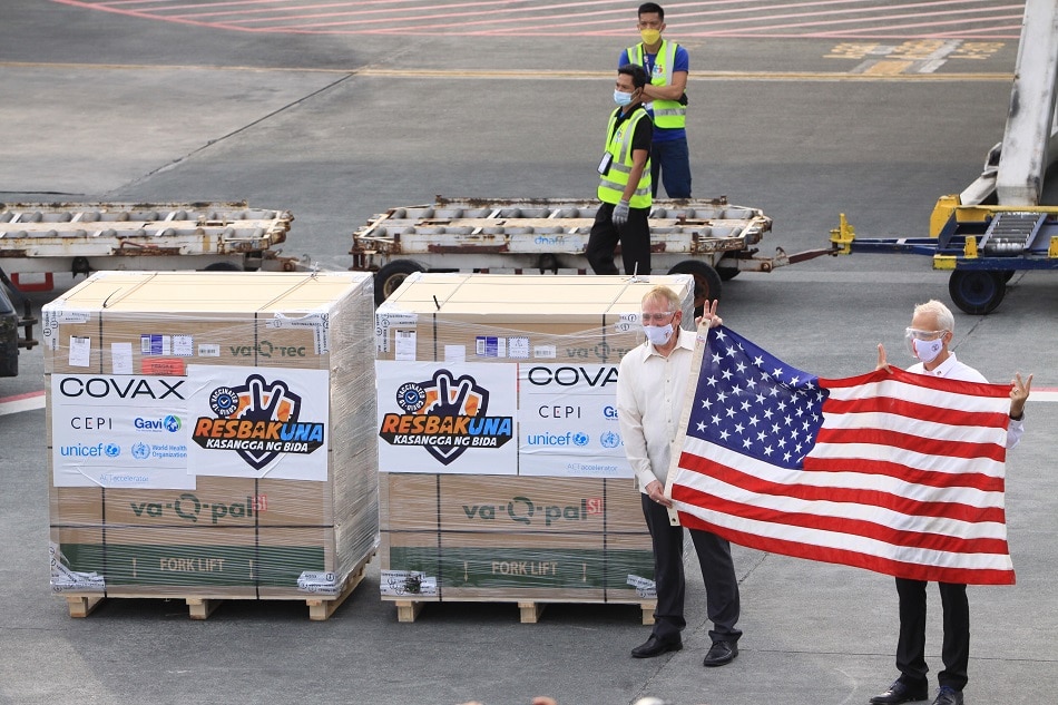 In this July 16, 2021 photo, some 3.2 million doses of Johnson & Johnson COVID-19 vaccines donated by the US government through the COVAX vaccine-sharing program arrive at NAIA Terminal 3 in Pasay City. ABS-CBN News/File